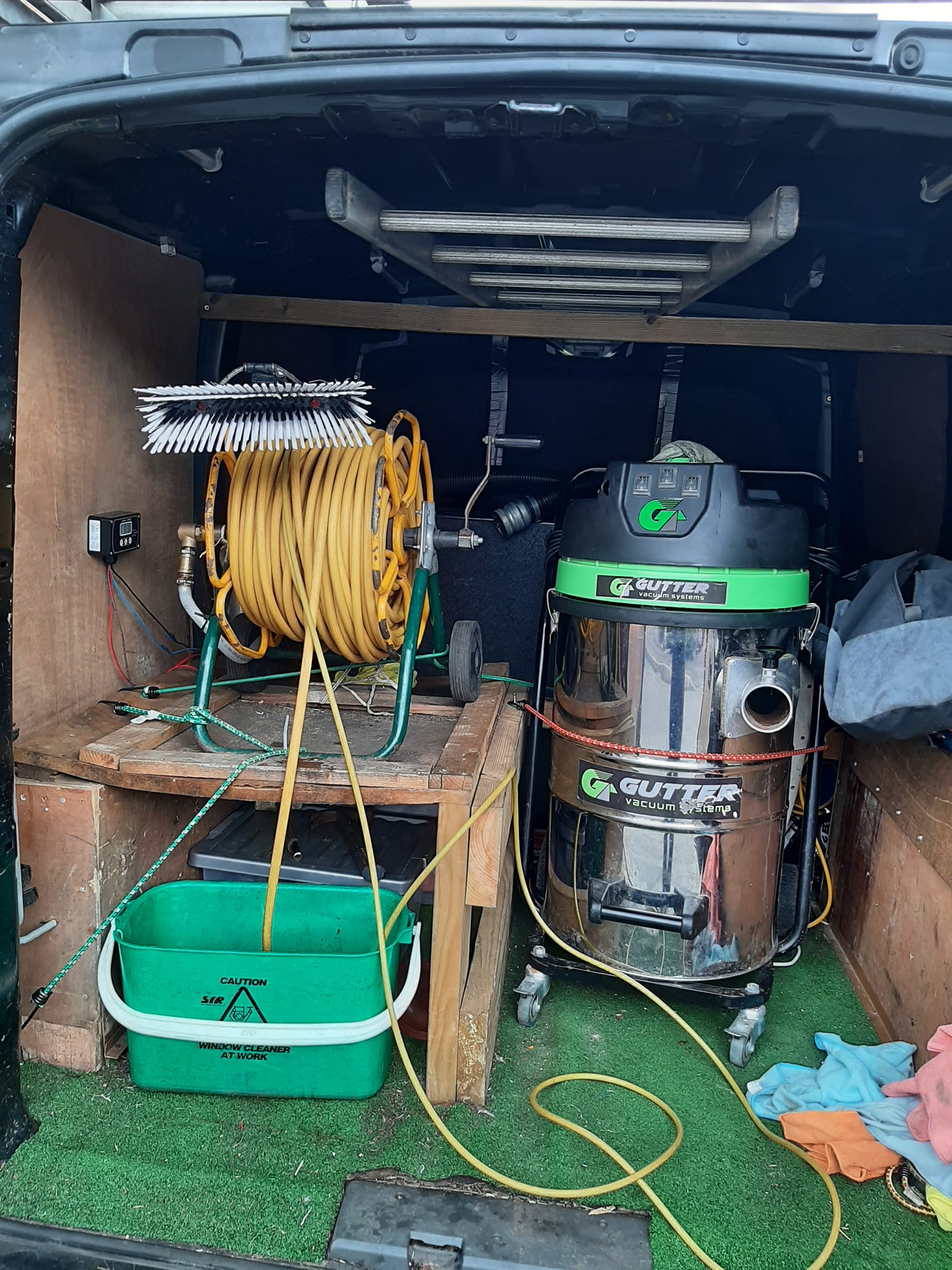 inside CWH Cleaning Services van
